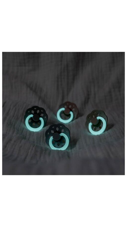 GlowInTheDarPacifier Bibs Boheme Latex Pacifier Size 2 Blush Glow/Vanilla Glow (6m+) - 2 Pcs