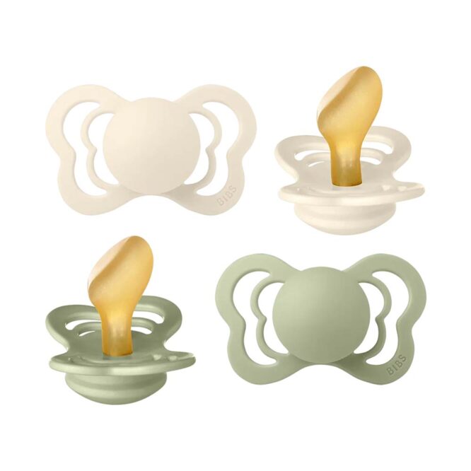 Bibs Couture Latex Pacifier - 2 Pcs, Ivory/Sage
