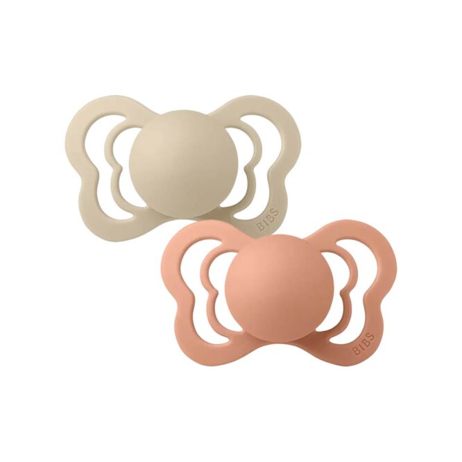 Bibs Couture Latex Pacifier - 2 Pcs, Vanilla/Peach