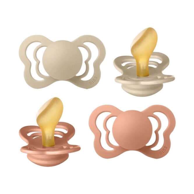 Bibs Couture Latex Pacifier - 2 Pcs, Vanilla/Peach
