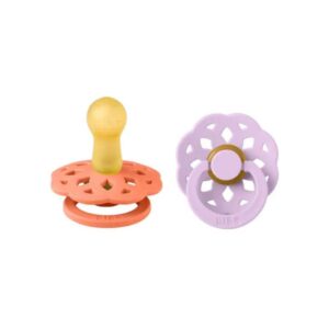 Bibs Boheme Latex Pacifier Size 2 Papaya/Violet Sky (6m+) - 2 Pcs
