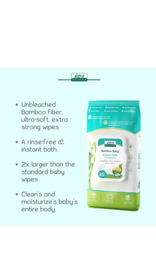 AlevaNaturalsBambooWipes3 Aleva Naturals Bamboo Baby Instant Bath Towelettes - 25 Count