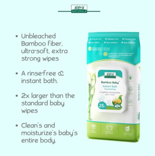 Aleva Naturals Bamboo Baby Instant Bath Towelettes - 25 Count Aleva Naturals Bamboo Baby Instant Bath Towelettes - 25 Count