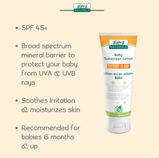Aleva Naturals Baby Sunscreen SPF 45+ Lotion - 100ml.jpg2 Aleva Naturals Baby Sunscreen SPF 45+ Lotion - 100ml