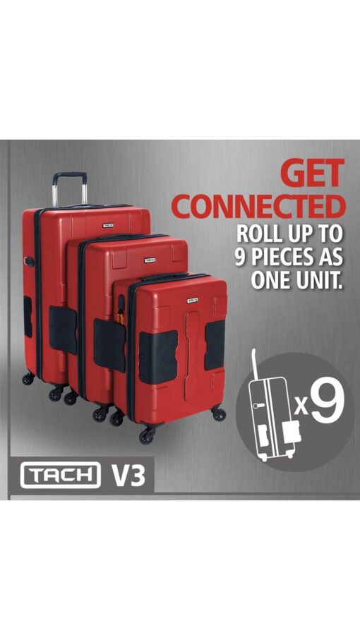 TachLugguage2 Tach Luggage V3 Connectable Luggage Set of 3 - Wine Red