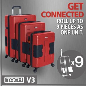 Tach Luggage V3 Connectable Luggage Set of 3 - Wine Red