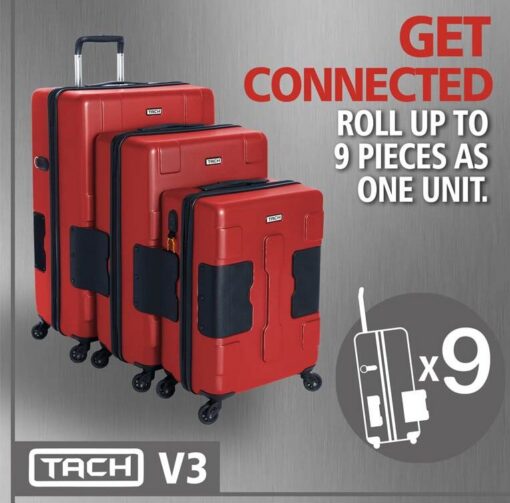Tach Luggage V3 Connectable Luggage Set of 3 - Wine Red Tach Luggage V3 Connectable Luggage Set of 3 - Wine Red