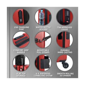 Tach Luggage V3 Connectable Luggage Set of 3 - Wine Red