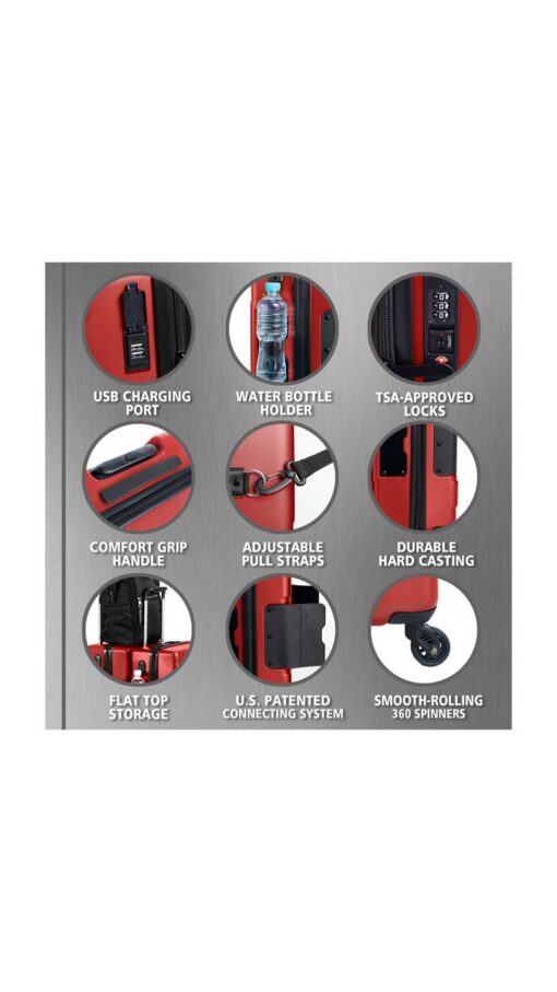 TachLugguage3 Tach Luggage V3 Connectable Luggage Set of 3 - Wine Red