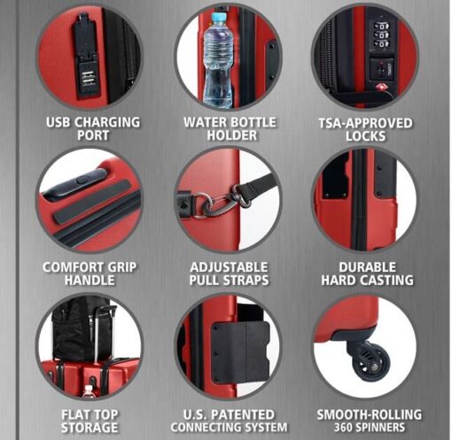 Tach Luggage V3 Connectable Luggage Set of 3 - Wine Red Tach Luggage V3 Connectable Luggage Set of 3 - Wine Red