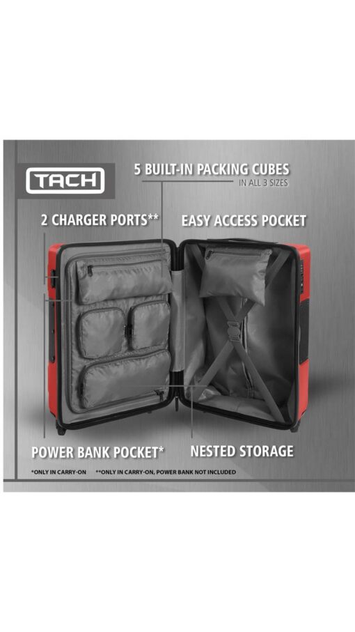 TachLugguage4 Tach Luggage V3 Connectable Luggage Set of 3 - Wine Red