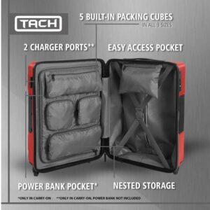 Tach Luggage V3 Connectable Luggage Set of 3 - Wine Red