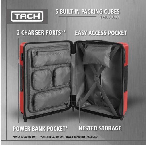Tach Luggage V3 Connectable Luggage Set of 3 - Wine Red Tach Luggage V3 Connectable Luggage Set of 3 - Wine Red