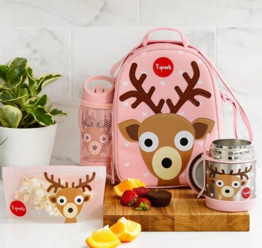 3 Sprouts Lunch Bag Deer - Brown & Pink 3 Sprouts Lunch Bag Deer - Brown & Pink
