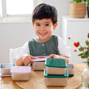 Lässig Stainless Steel Snackbox Children (3pcs) - Green