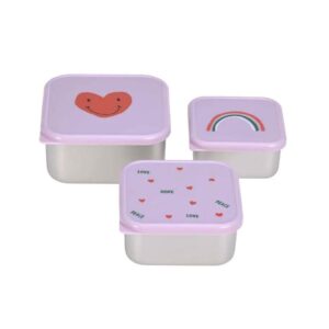 Lässig Stainless Steel Snackbox Children (3pcs) - Lavender