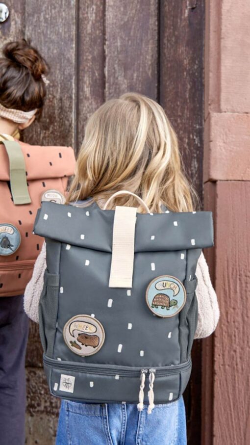 Lassig Mini Rolltop Backpack - Happy Prints Midnight Blue Lassig Mini Rolltop Backpack - Happy Prints Midnight Blue
