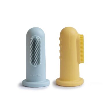 Mushie Finger Toothbrush Powder Daffodil - Blue Pale