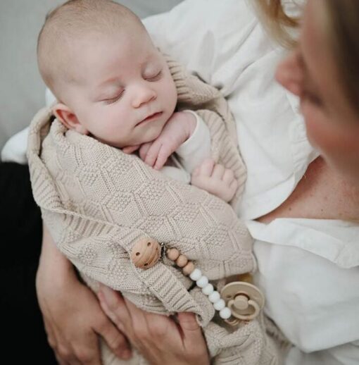 Mushie Knitted Baby Blanket - Honeycomb Beige Mushie Knitted Baby Blanket - Honeycomb Beige