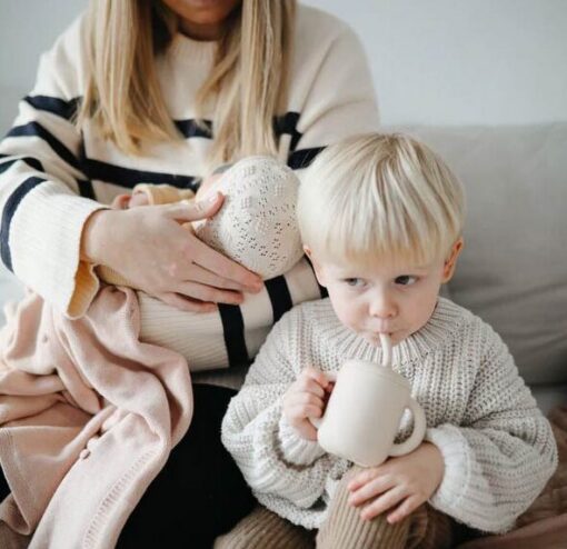 Mushie Knitted Baby Blanket Textured - Dots Blush Mushie Knitted Baby Blanket Textured - Dots Blush