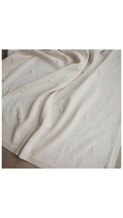 KnittedbLanketWhiteMelange Mushie Knitted Baby Blanket Textured Dots Off - White Melange