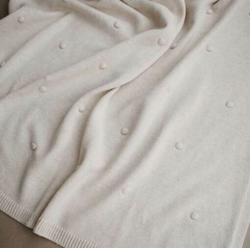Mushie Knitted Baby Blanket Textured Dots Off - White Melange Mushie Knitted Baby Blanket Textured Dots Off - White Melange
