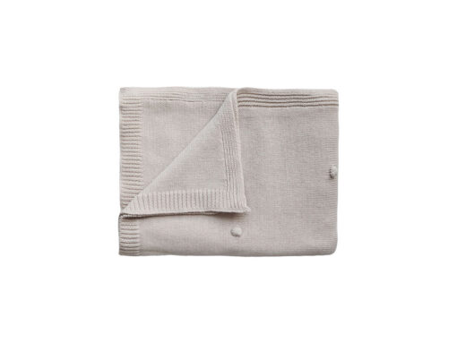 Mushie Knitted Baby Blanket Textured Dots Off - White Melange
