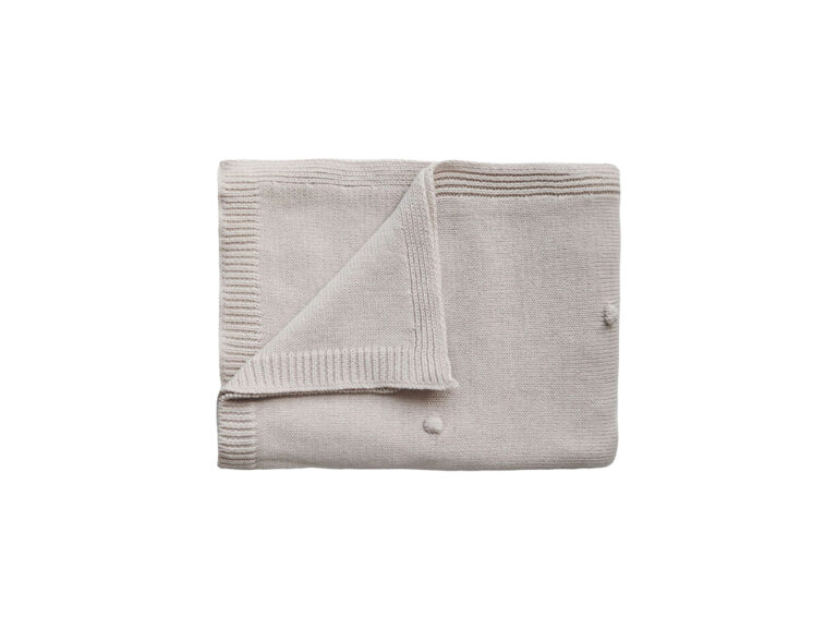 Mushie Knitted Baby Blanket Textured Dots Off - White Melange