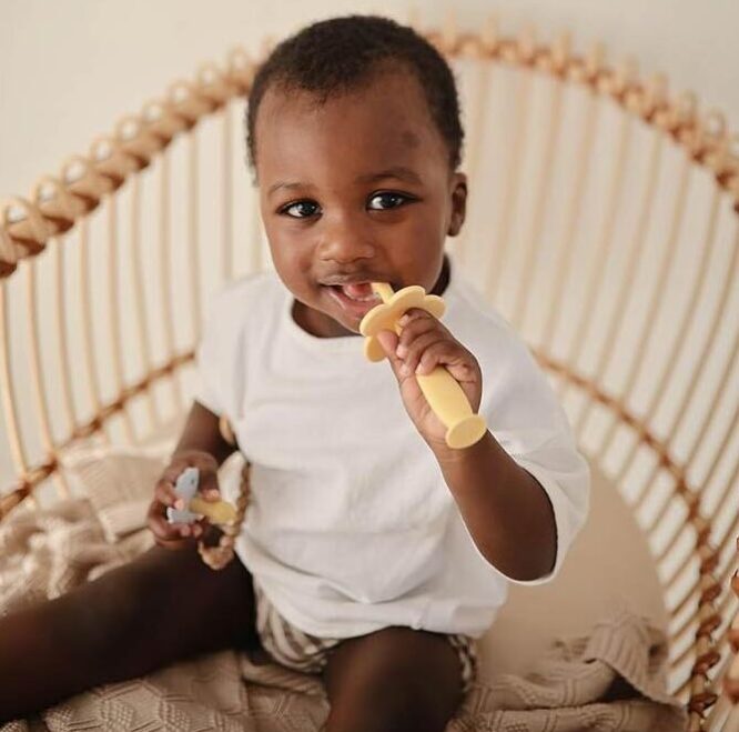 Mushie Flower Training Toothbrush - Daffodil