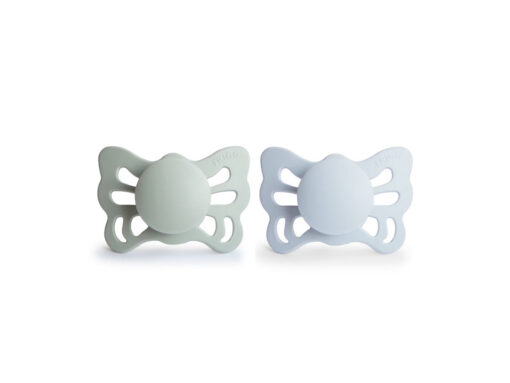 Butterfly-Pacifier-1 Frigg Butterfly Anatomical Silicone Pacifier Size 1 (0-6m) Sage/Powder Blue - 2 pcs