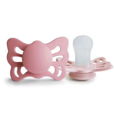 FriggButterflyCedar-BabyPink Frigg Butterfly Anatomical Silicone Pacifier Size 1 (0-6m) Cedar/Baby Pink - 2 pcs