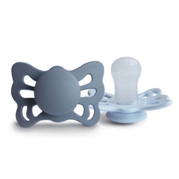 FriggButterflySlate-PowderBlue Frigg Butterfly Anatomical Silicone Pacifier Size 1 (0-6m) Slate/Powder Blue - 2 pcs