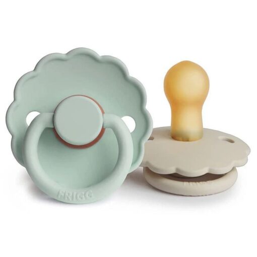 Seafoam-Cream2 Frigg Daisy Latex Baby Pacifier Size 1 (0-6m) Seafoam/Cream - 2 pcs