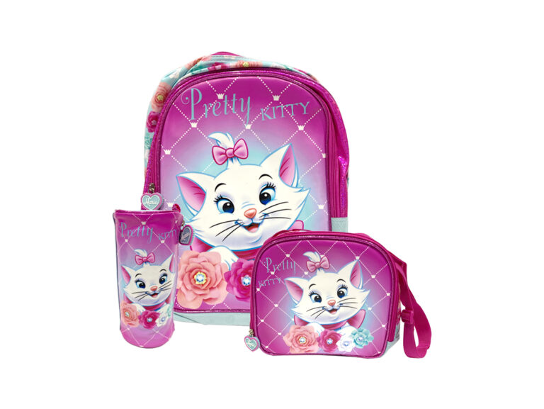 Pretty Kitty 3 in 1 School Set - School Bag, Lunch Bag & Pencil Bag
