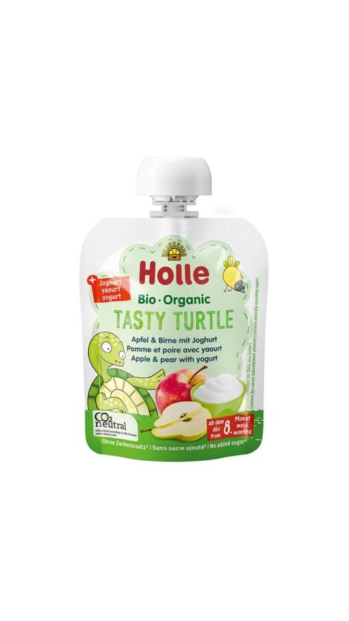 Holle-Bio-Organic-Tasty-Turtle-Pouch,-Apple-&-Pear-with-Yogurt-(From-8m)---85g Holle Bio Organic Tasty Turtle - 85g