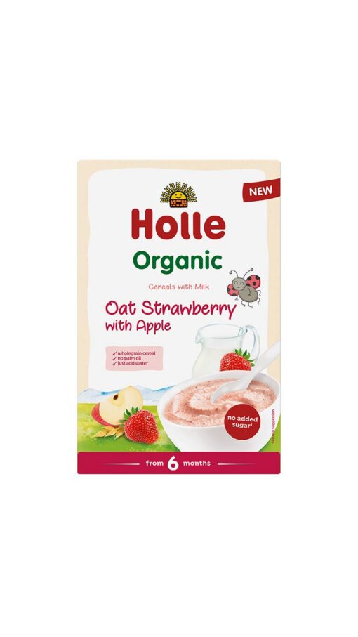 Holle Organic Cereals with Milk, Oat Strawberry with Apple (From 6m) - 250g
