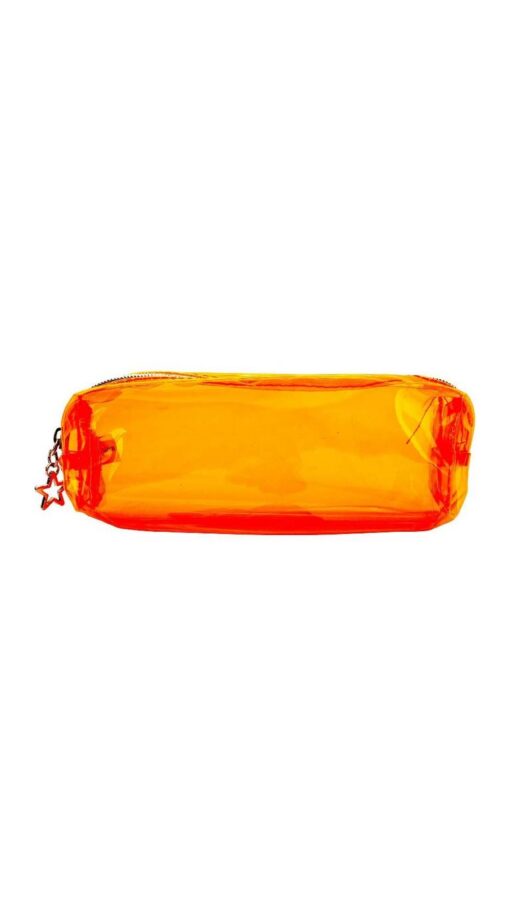 PencilCase-NeonOrange Soft Plastic Pencil Case - Neon Orange
