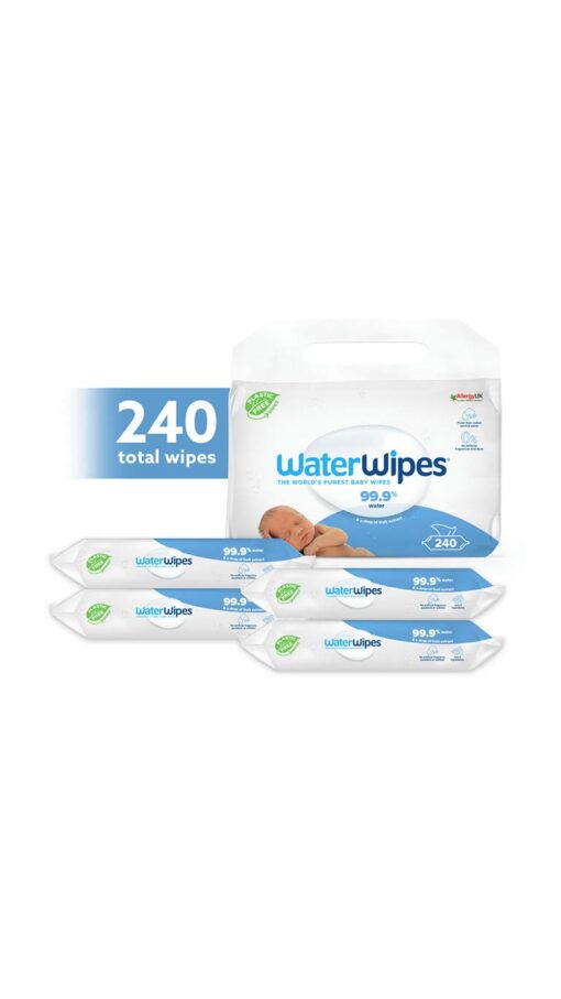 WaterWipes Original Plastic Free Baby Wipes - 240 Wet Wipes (Pack of 4)