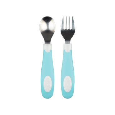 Dr. Brown's Soft Grip Spoon & Fork Set (12m+) Teal
