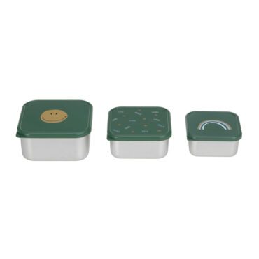 Lassig Snack Box Stainless Steel Set - Happy Rascals, Smile Green