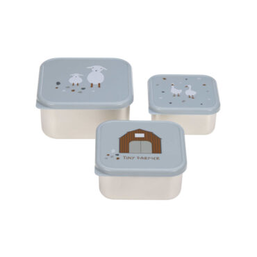 Lassig Snack Box Stainless Steel Set - Tiny Farmer, Blue