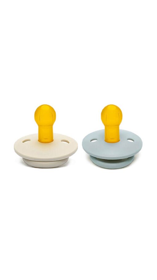 Glow-Pacifiers-Blue-Beige02 Tiny's Soft Natural Latex Pacifier Glows in the Dark - Blue & Beige