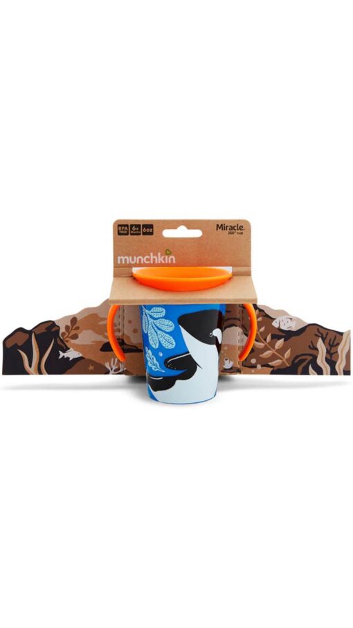 Munchkin Miracle 360 WildLove Trainer Cup with Lid Whale (6m+) - 177ml Munchkin Miracle 360 WildLove Trainer Cup with Lid Whale (6m+) - 177ml