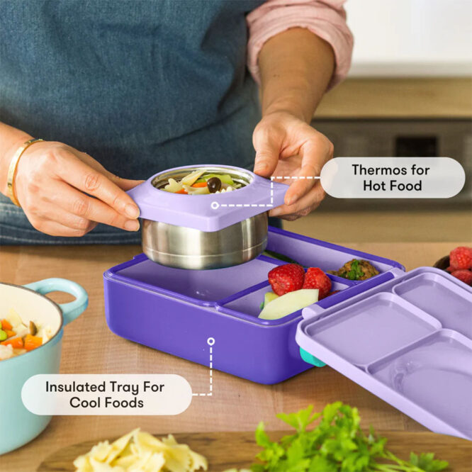OmieBox Insulated Hot & Cold Bento Box - Purple Plum