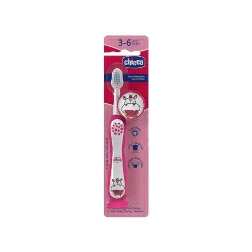 Chicco Toothbrush Hippo 3-6 Years - Pink Children's Soft Toothbrush