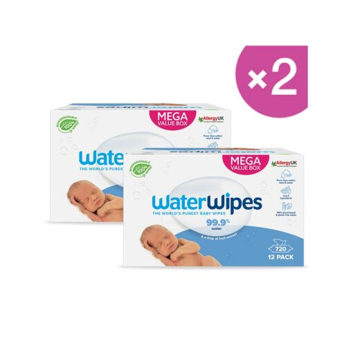 WaterWipes-720x2Wipes WaterWipes Original Plastic Free Baby Wipes - Pack of 2 (720x2 Wipes)