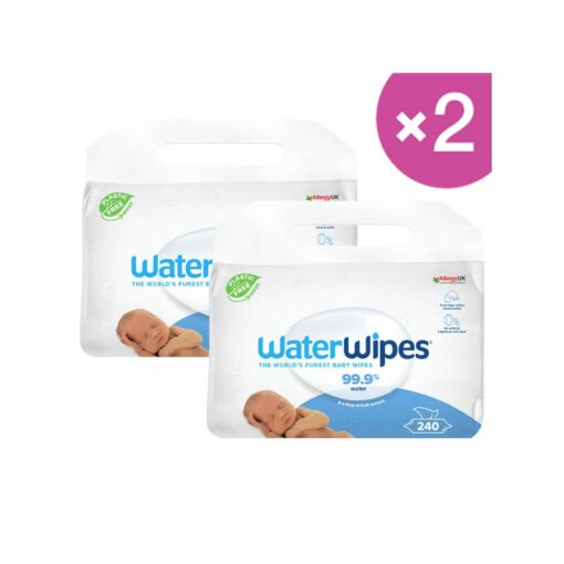 WaterWipes Original Plastic Free Baby Wipes - Pack of 2 (240x2 Wipes) Baby Wet Wipes