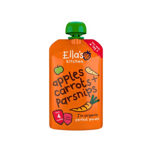 Apples-Carrots-+-Parsnips-(4m+)-120g Ella's Kitchen Organic Puree (4m+) 120g - Apples Carrots + Parsnips