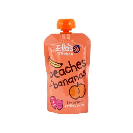 Organic-Peaches-Bananas-Baby-Pouch-4m-120g Ella's Kitchen Organic Pouch (4m+) 120g - Peaches & Bananas