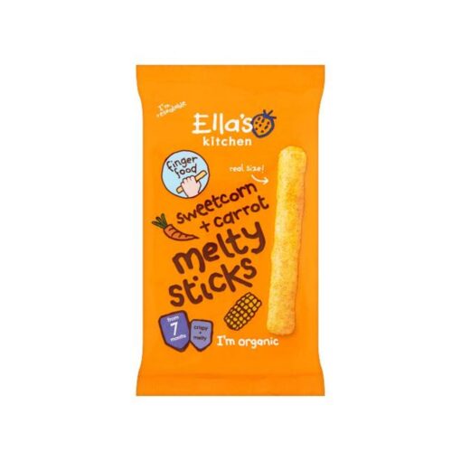 Organic-Sweetcorn-Carrot-Melty-Sticks-Baby-Snack-7m-16g Ella's Kitchen Organic Baby Snack (7m+) 16g - Sweetcorn & Carrot Melty Sticks